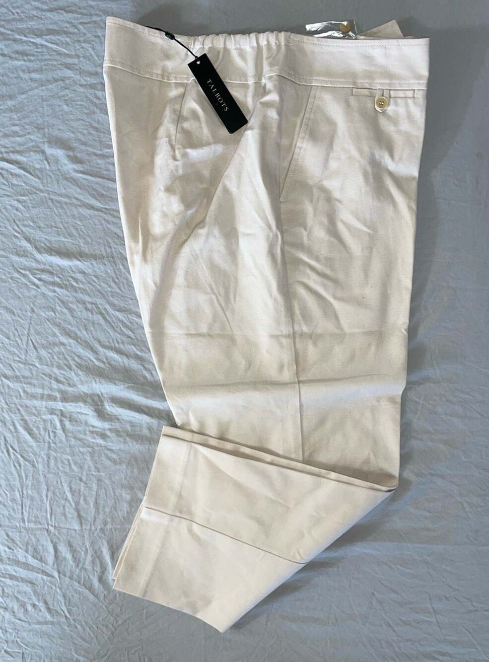 Talbots Signature Slim Fit Flex Waist Chino Pants. Ivory, Women's 16W. NWT!!
